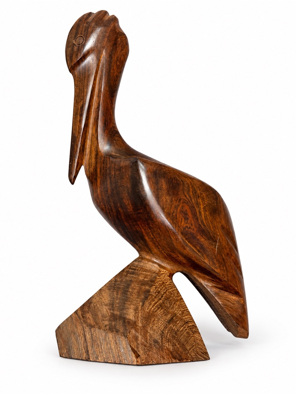 Handcrafted Brown Wooden Pelican Sculpture - Home Accents Decor